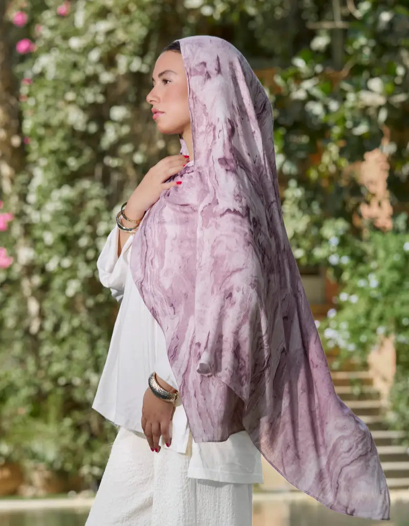 Purple Marble Modal Hijab