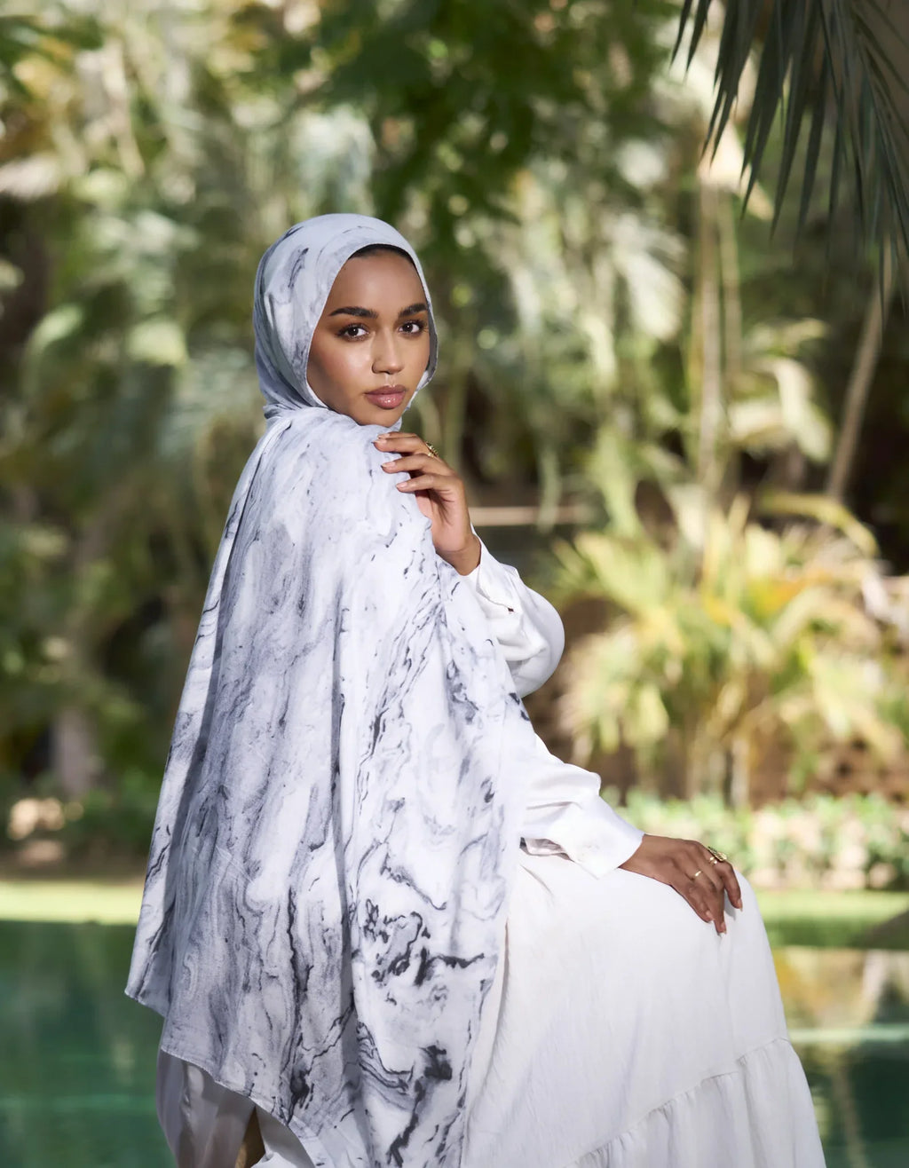 White Marble Modal Hijab
