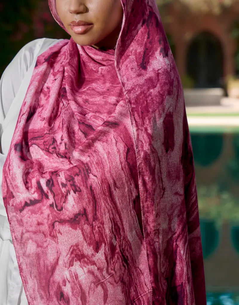 Red Marble Modal Hijab