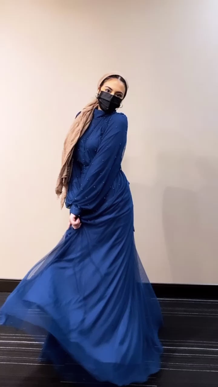 Urban Modesty - Mesh Pearl Long Sleeve Gown (More Colors)