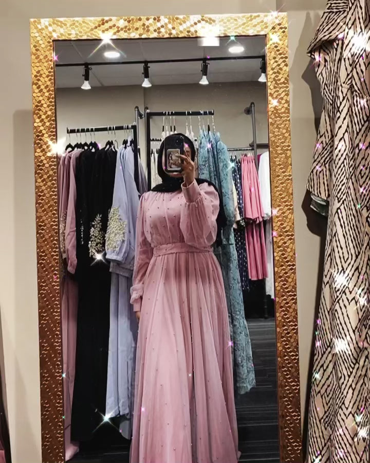 Urban Modesty - Mesh Pearl Long Sleeve Gown (More Colors)