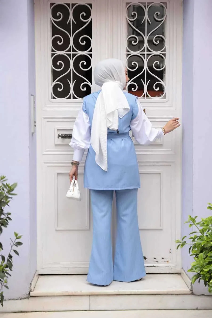 Baby Blue Vest and Pants Suit Set