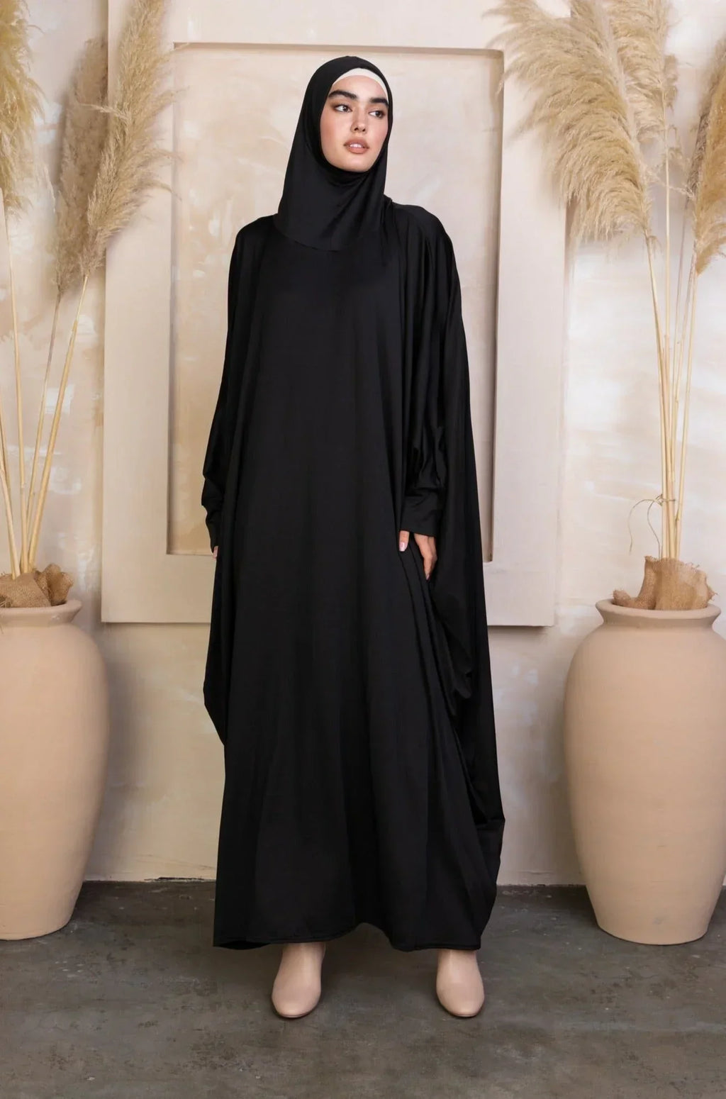 Black One Piece Salah Prayer Outfit - Black