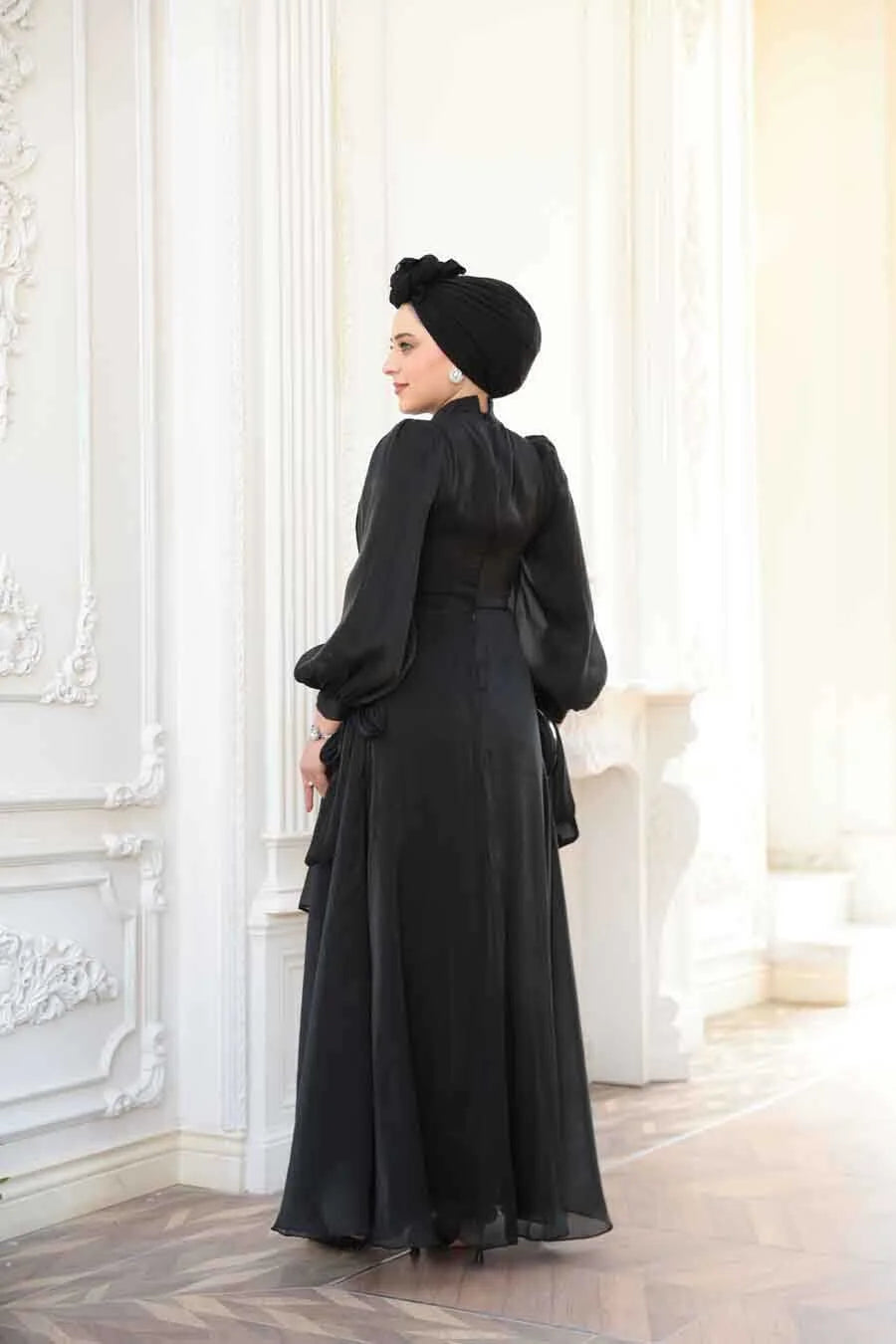 Black Organza Criss Cross Gown