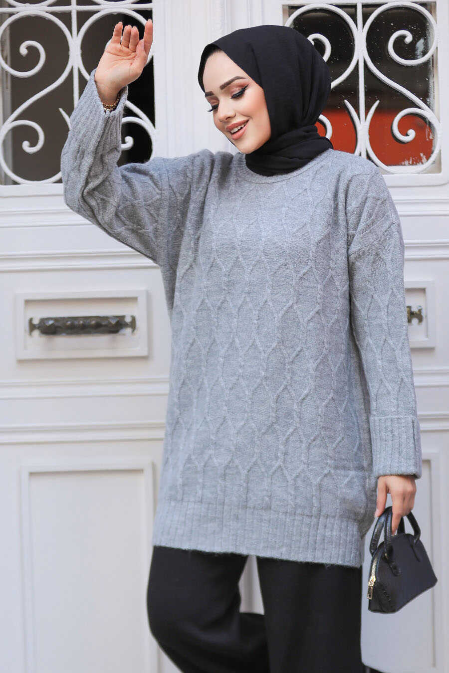 Cable Turtleneck Sweater - One Size