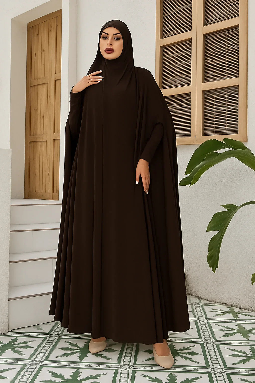 Chocolate Brown One Piece Salah Prayer Outfit - Mocha Latte / One Size