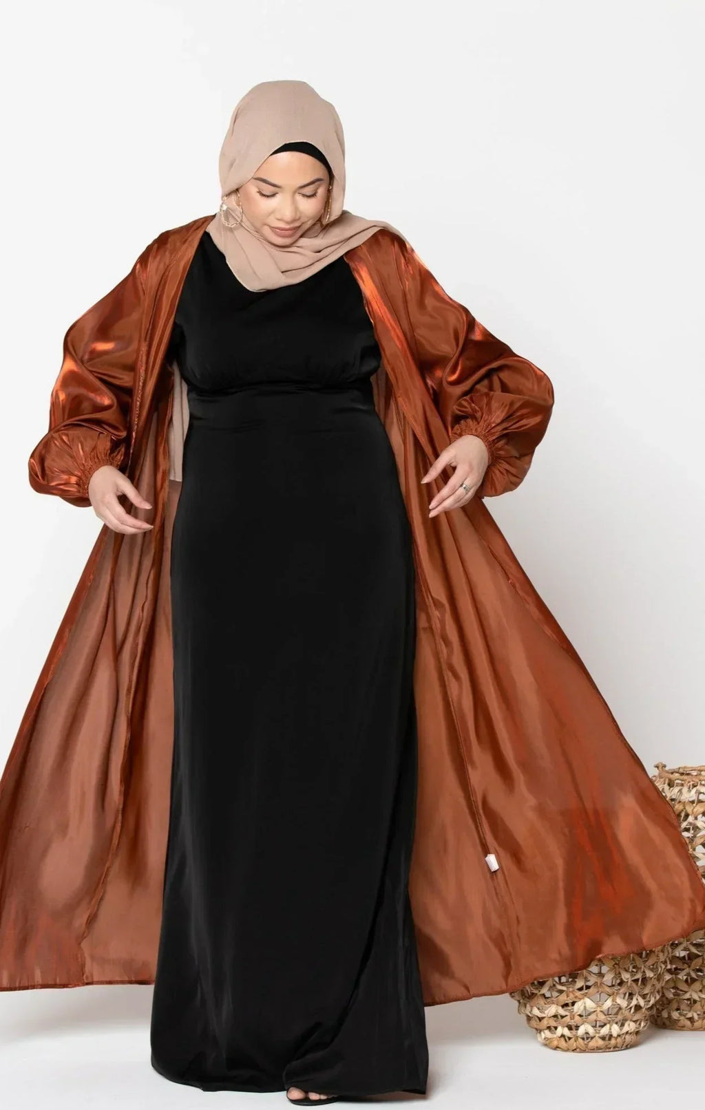 Copper Organza Open Abaya