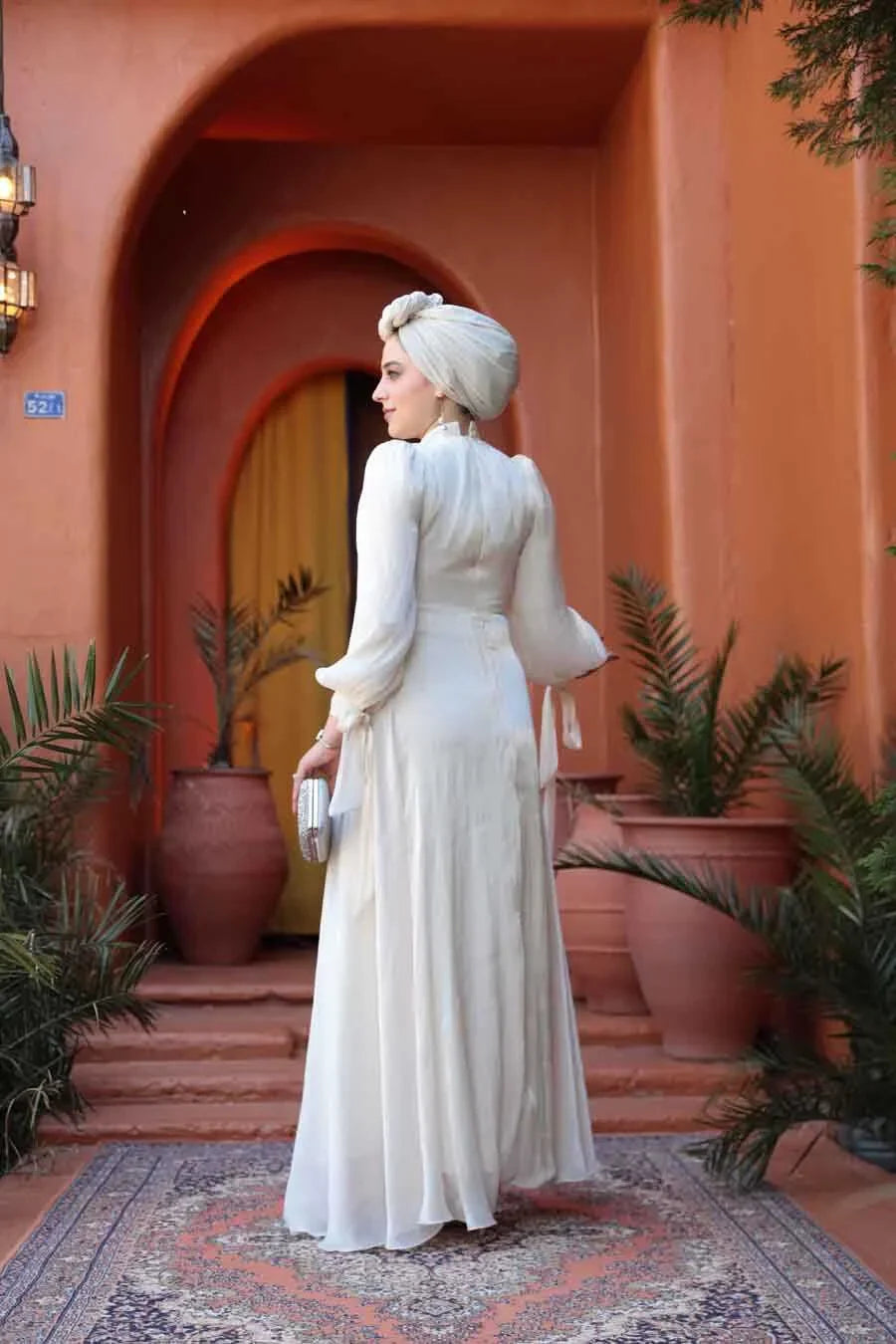 Cream Organza Criss Cross Gown