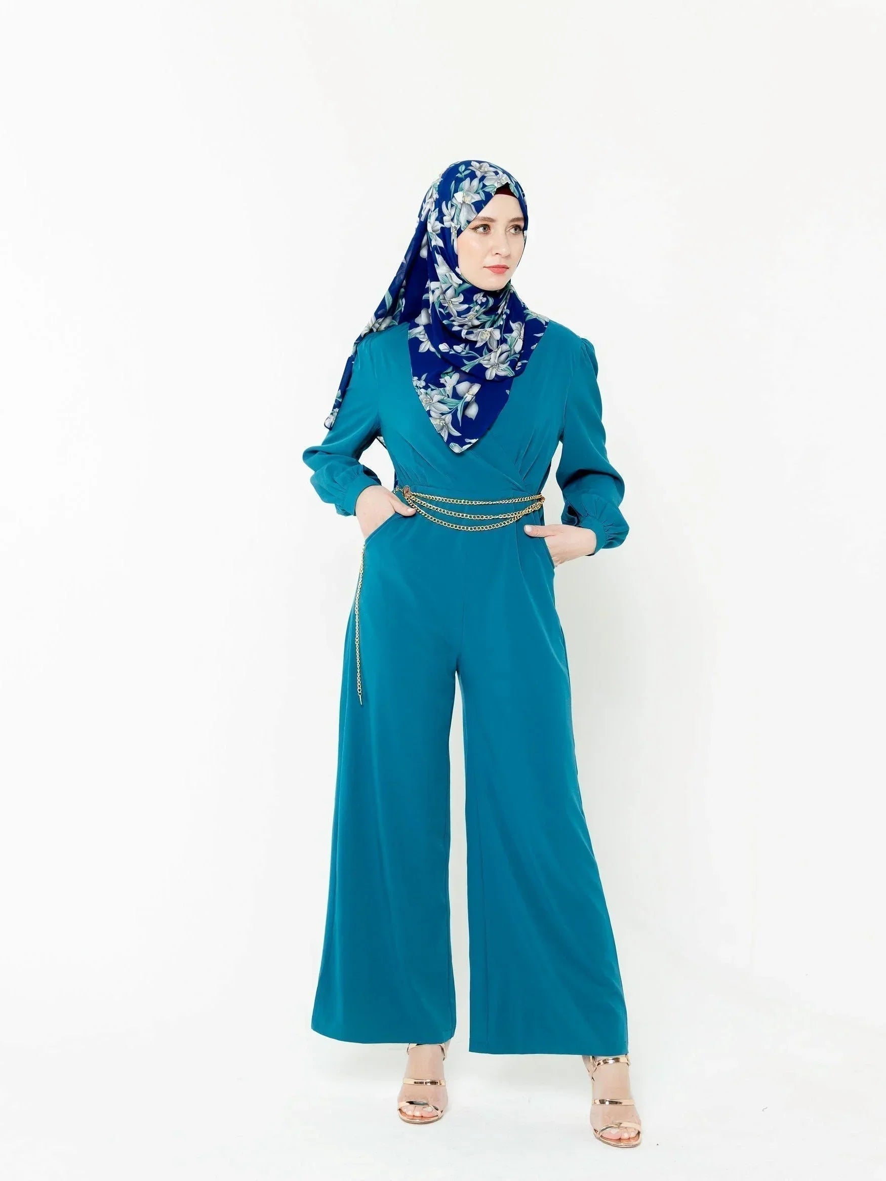 Criss Cross Long Sleeve Jumpsuit-CLEARANCE