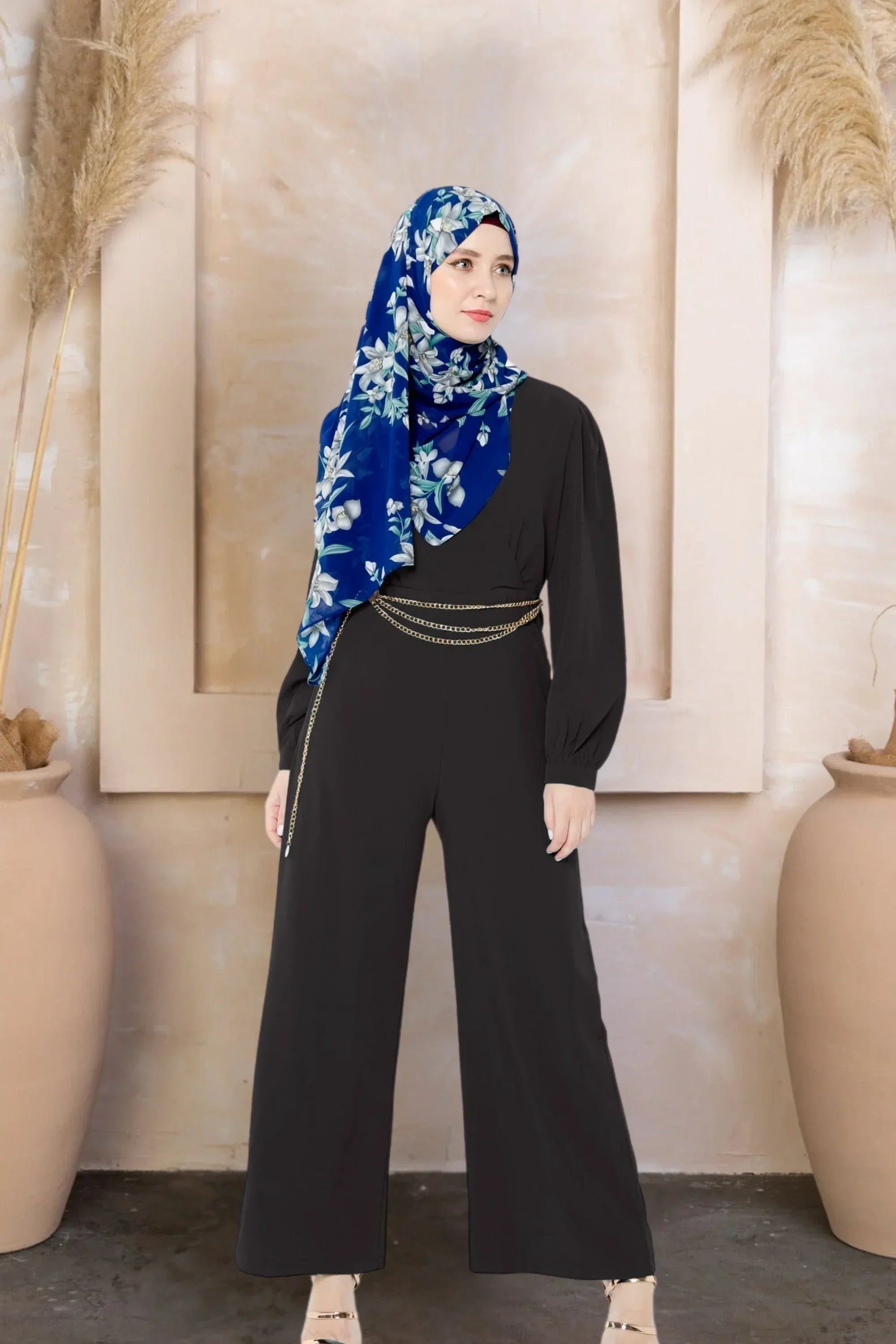 Criss Cross Long Sleeve Jumpsuit-CLEARANCE - X-Large / Black