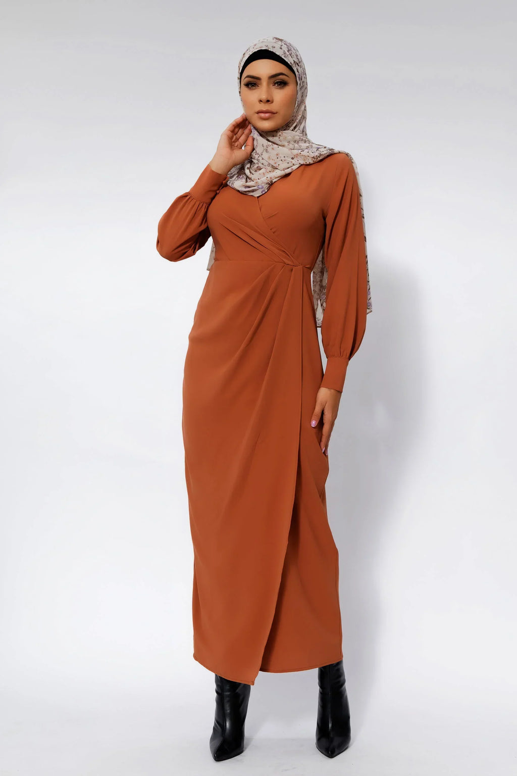 Deep Cider Wrap Maxi Dress