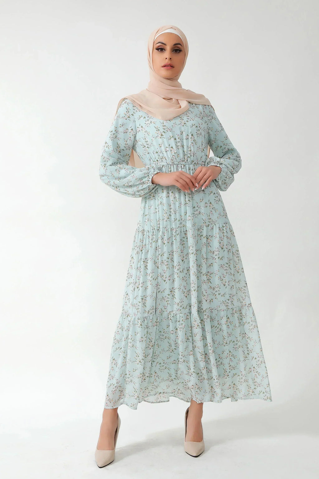 Dreamy Blue Floral Tiered Maxi Dress