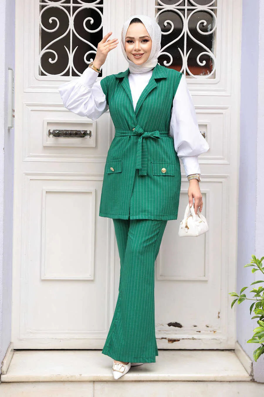 Green Vest and Pants Suit Set