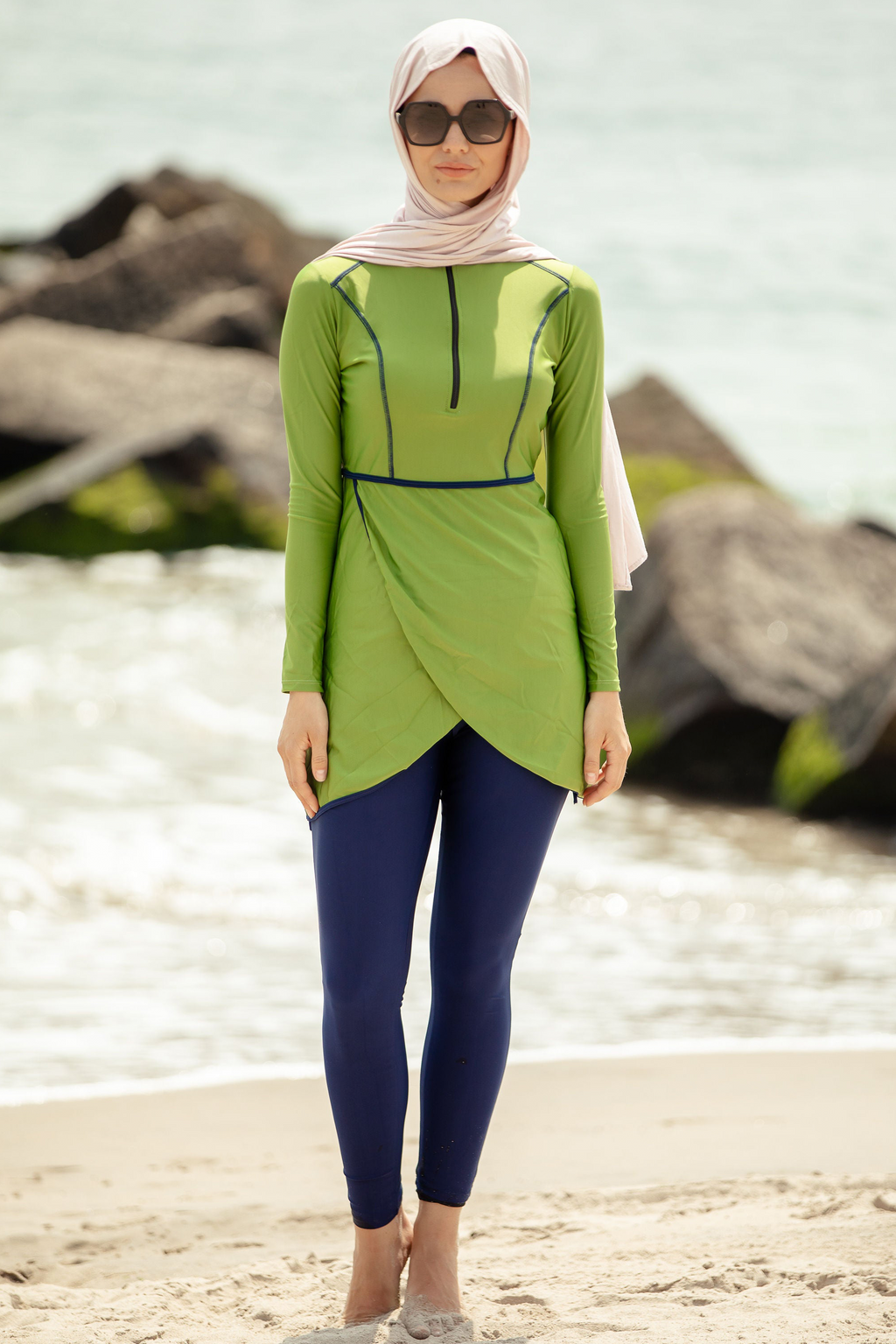 Lime Green 3-Piece Modest Swimsuit with Hijab