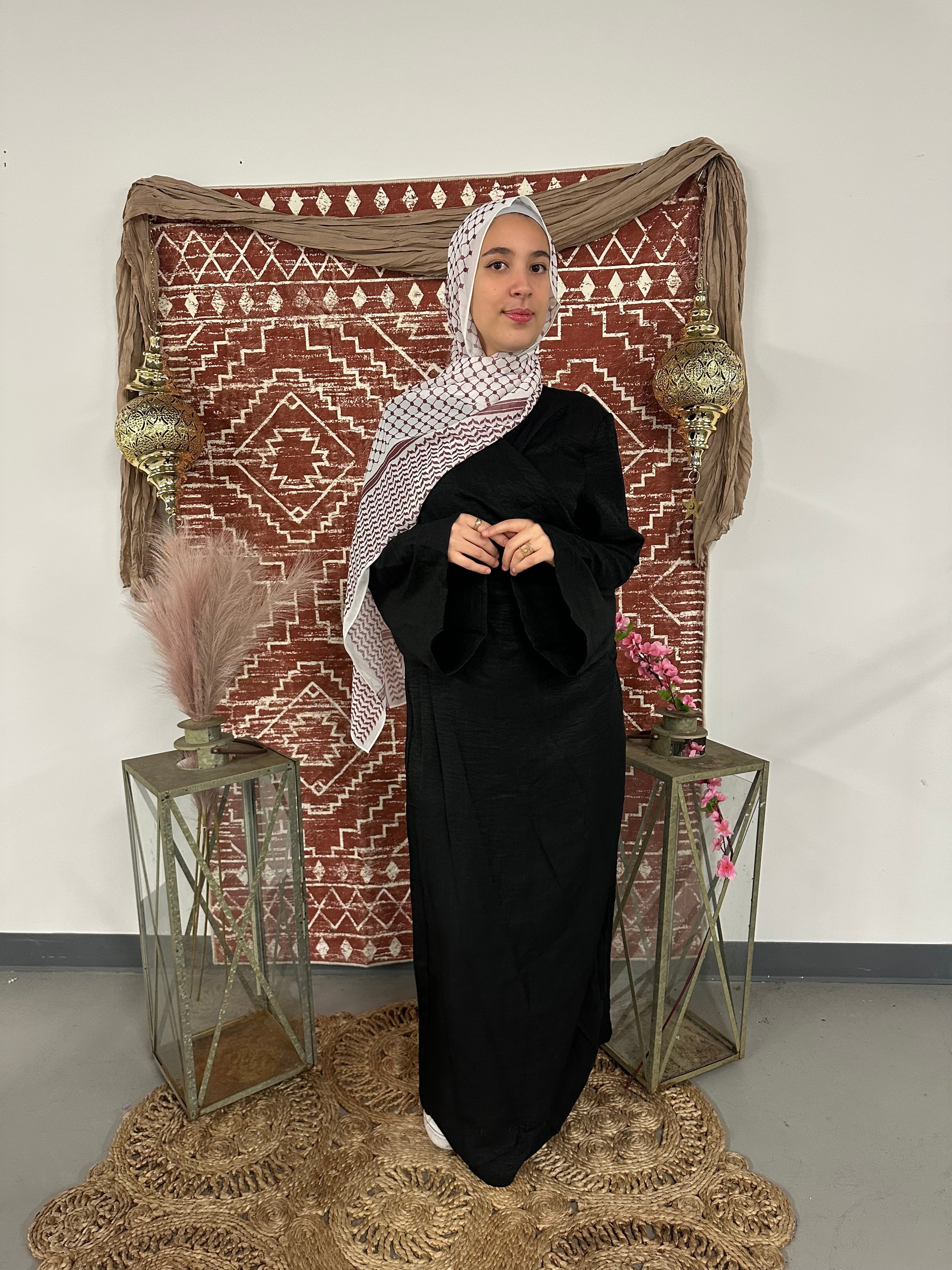 Linen Wrap Dress - Small / Black