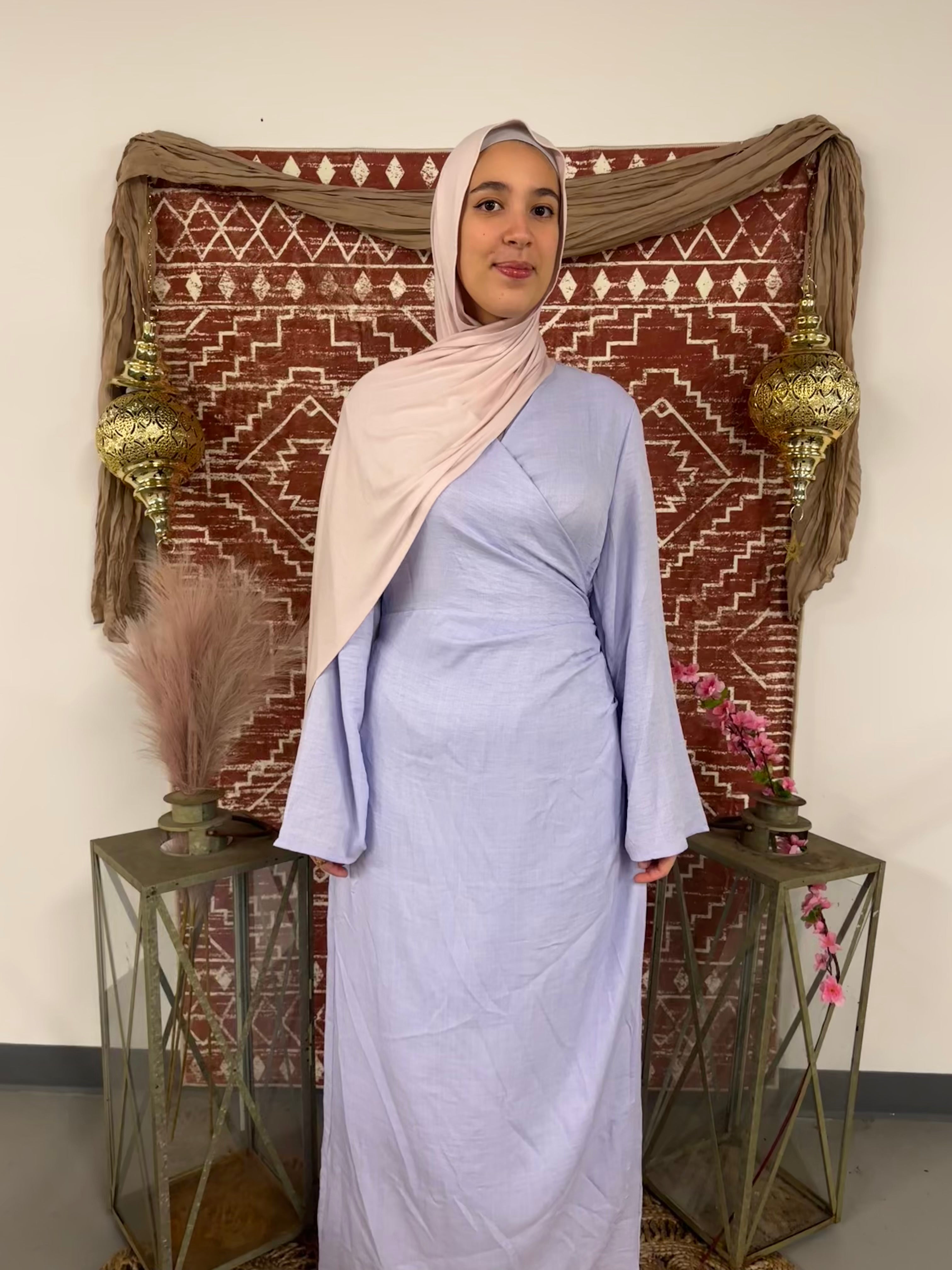 Linen Wrap Dress - Small / Lavender