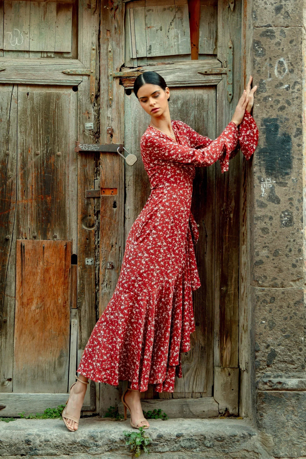 Ruffle Wrap Maxi Dress