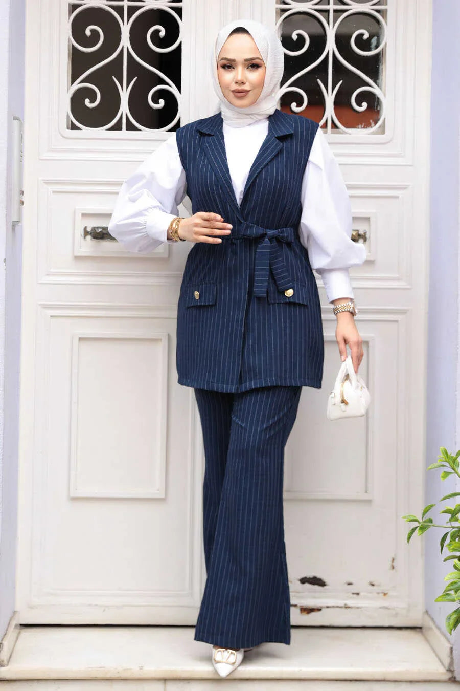 Navy Vest and Pants Suit Set