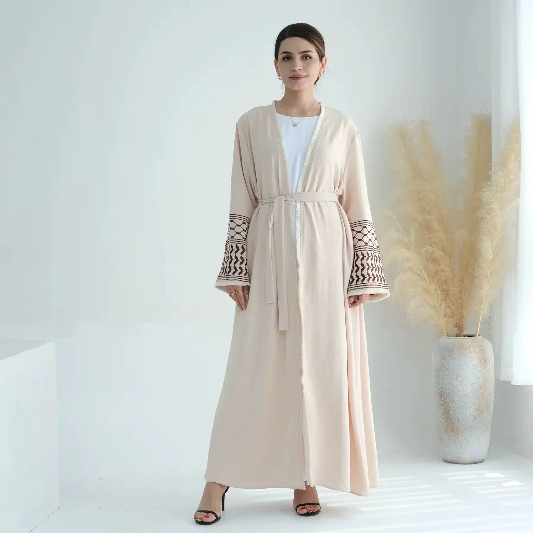 Palestinian Love Open Front Abaya - Size 1 (54) / Beige