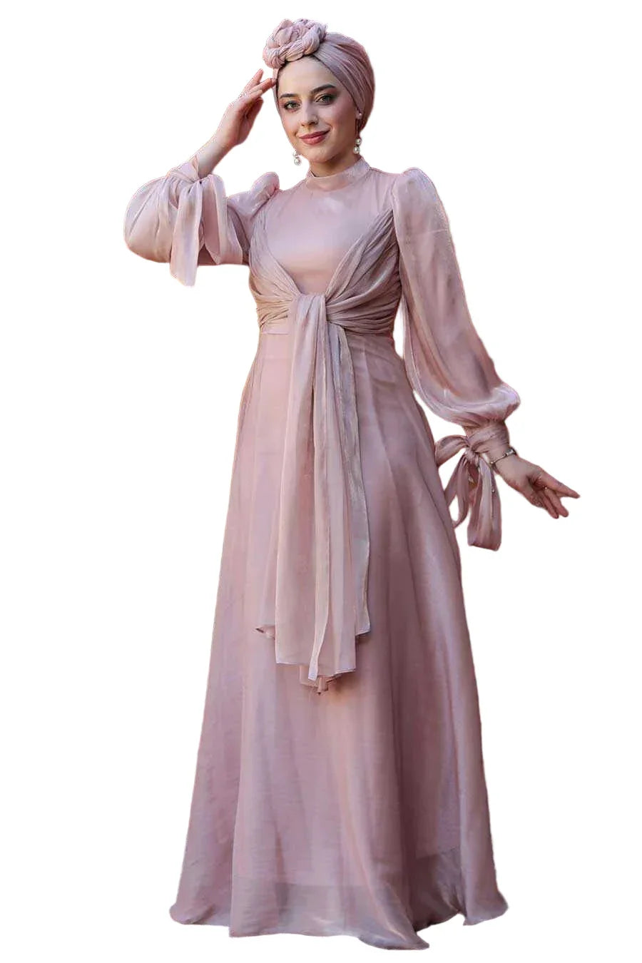 Pink Organza Criss Cross Gown