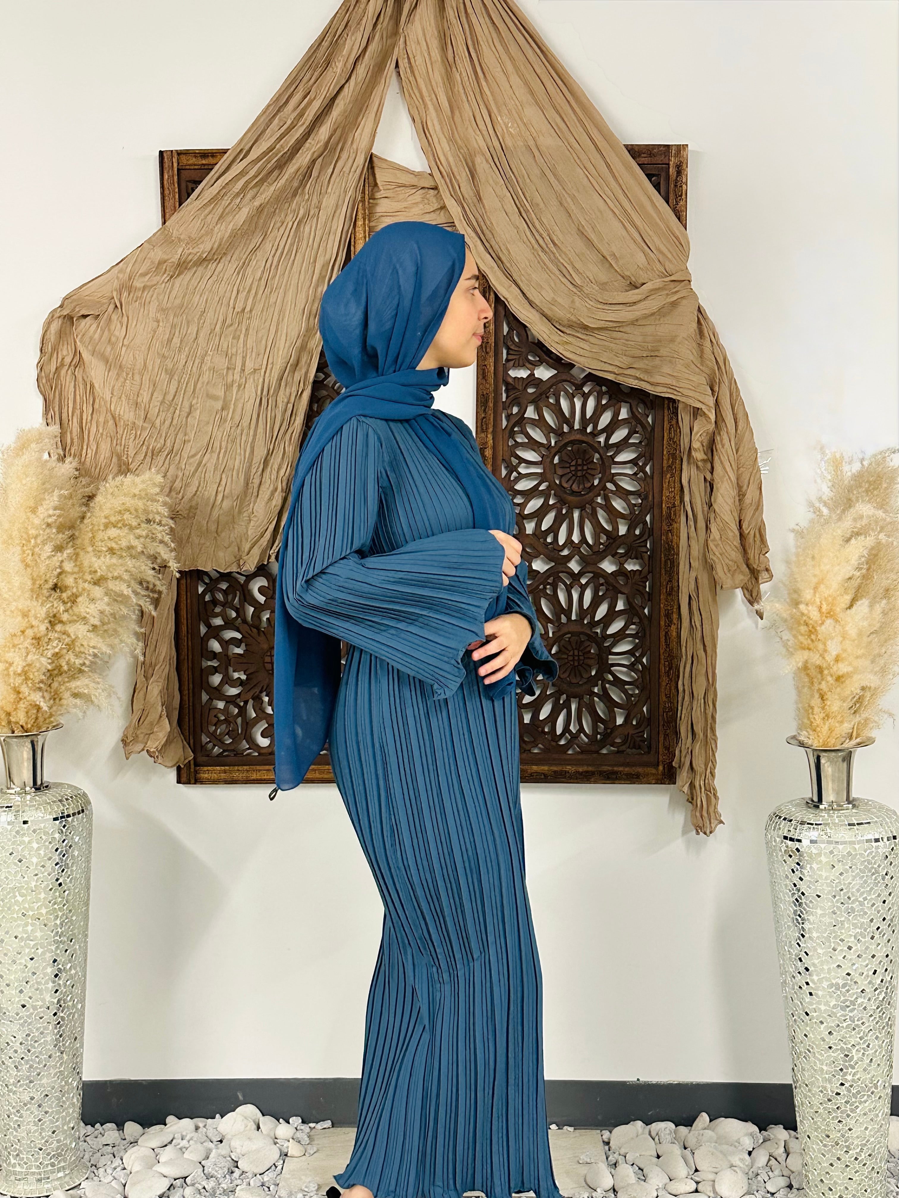 Pleated Long Sleeve Maxi Dress