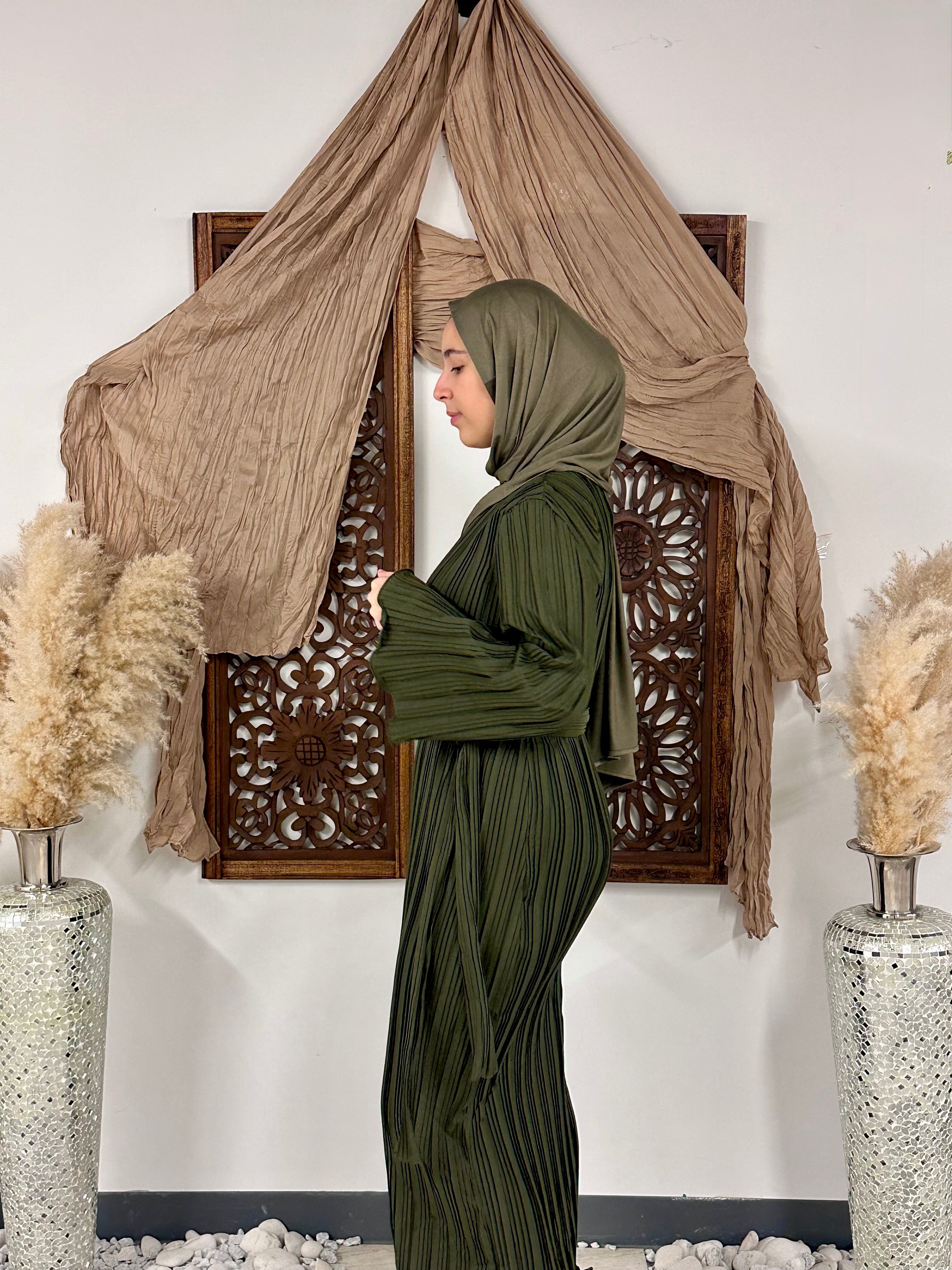 Pleated Long Sleeve Maxi Dress