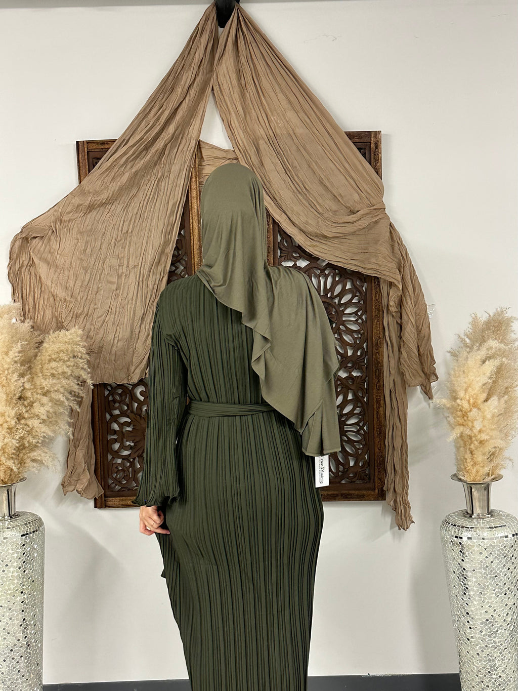 Pleated Long Sleeve Maxi Dress