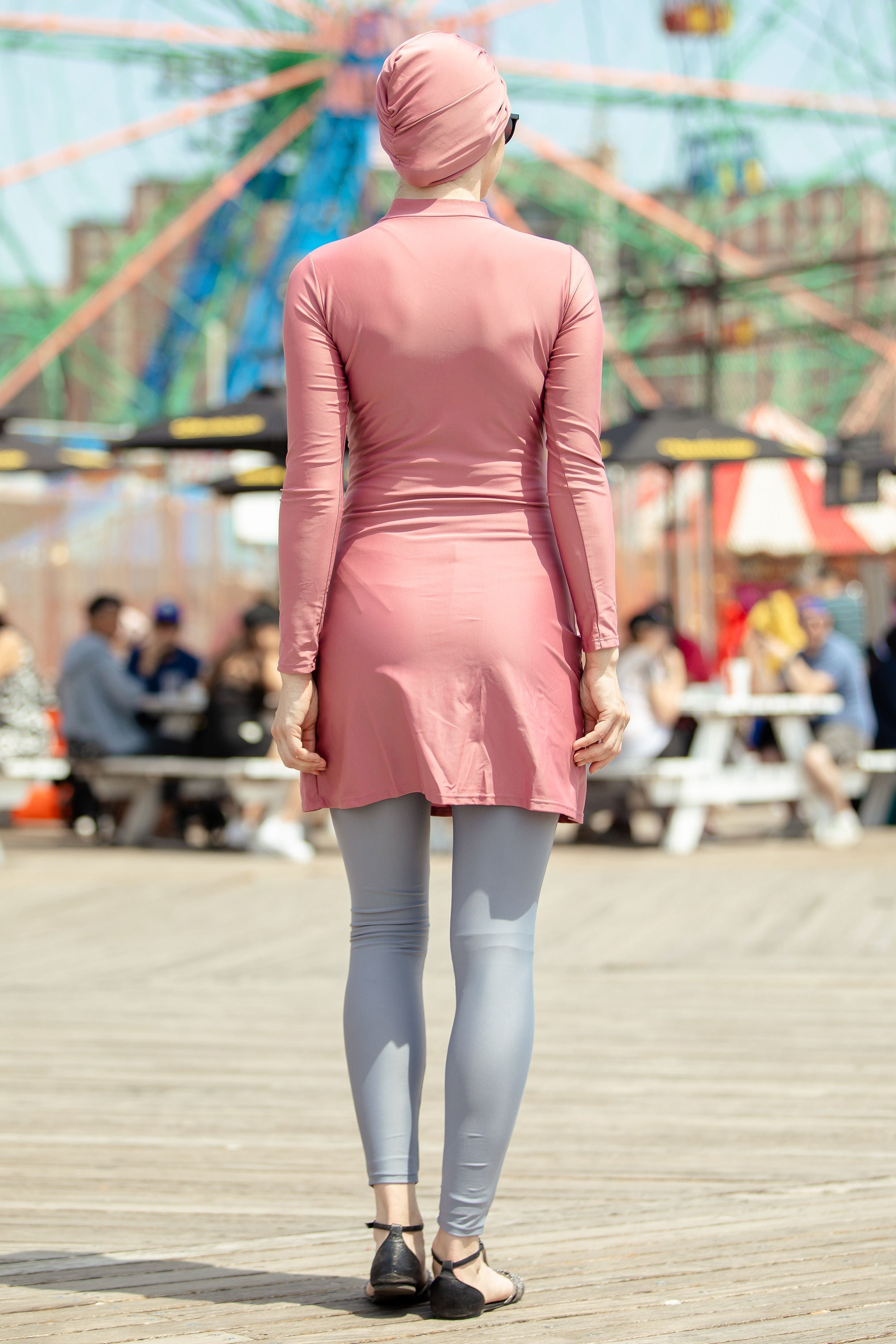 Ruched 3-piece modest swimsuit outfit in clearance