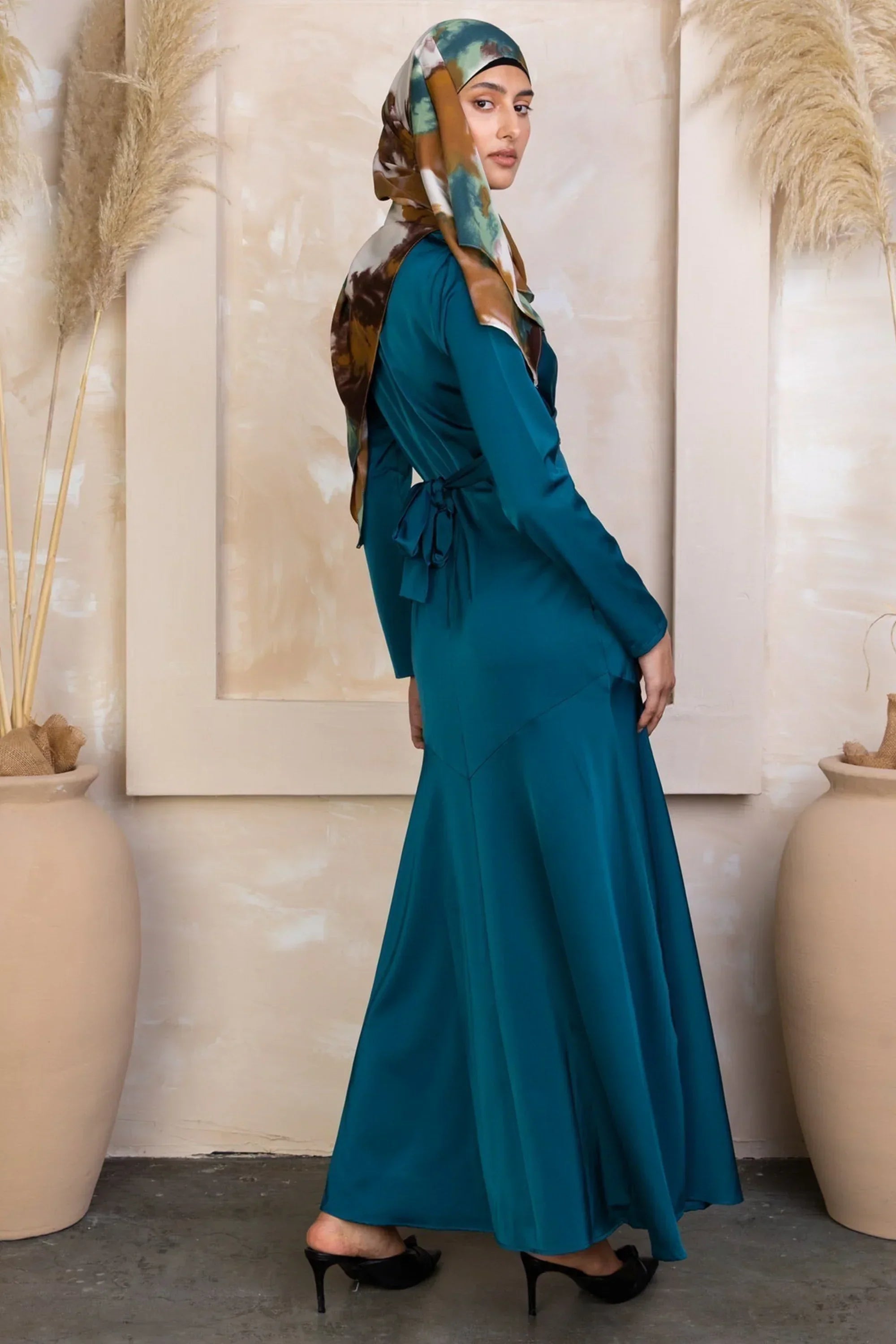 Sapphire Criss Cross Satin Maxi Dress-CLEARANCE