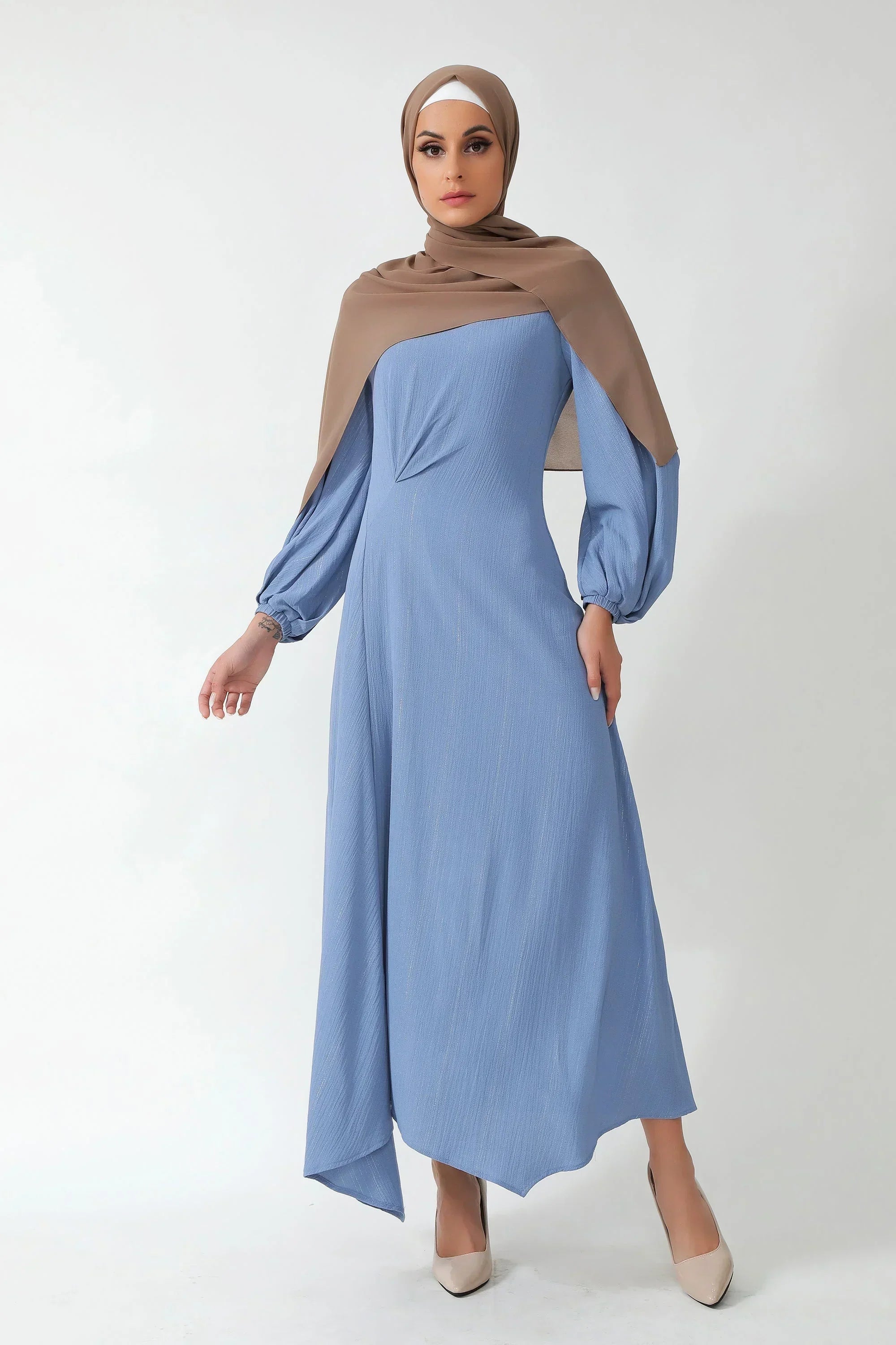 Something Blue Metallic Pinstripe Maxi Dress-CLEARANCE