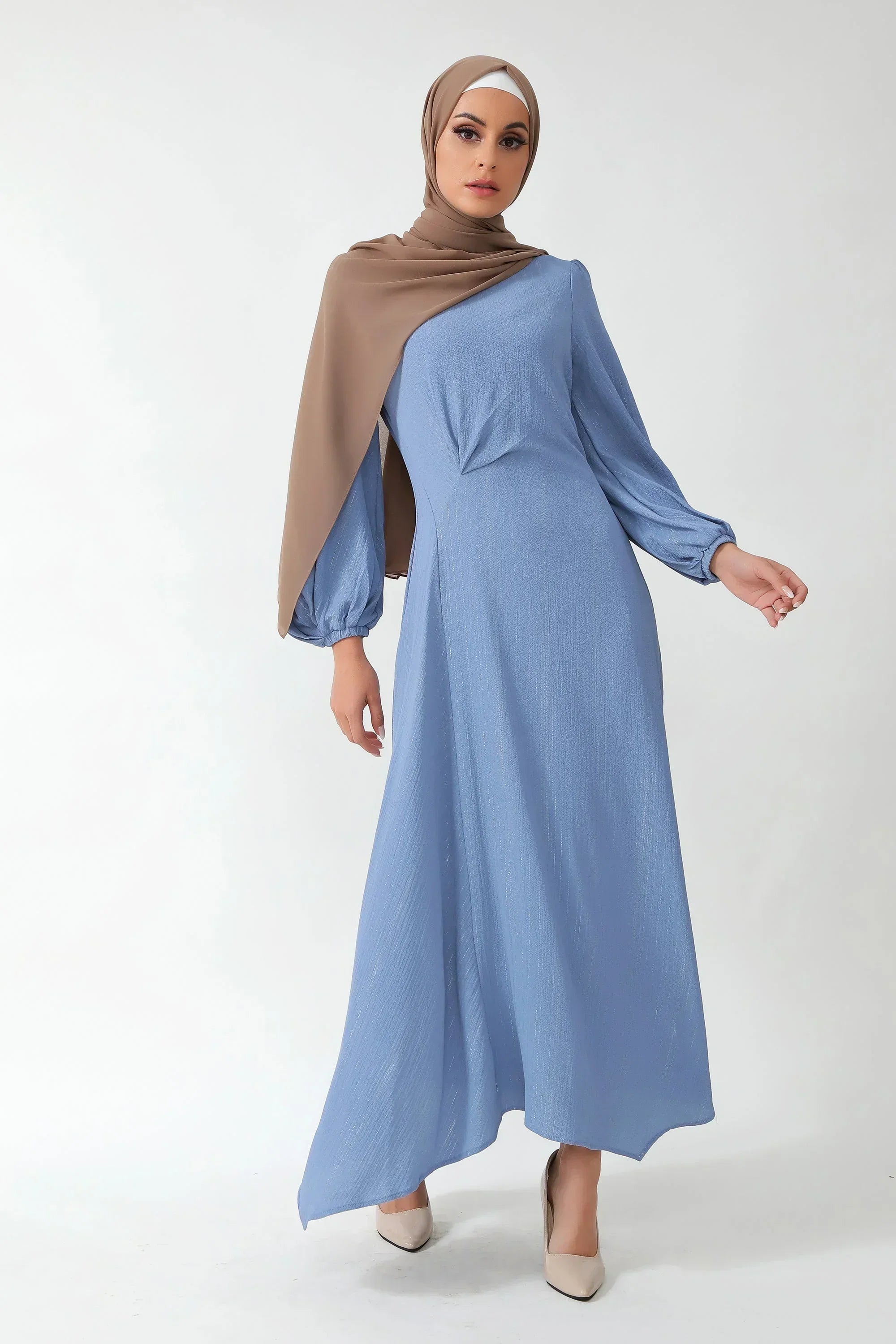 Something Blue Metallic Pinstripe Maxi Dress-CLEARANCE