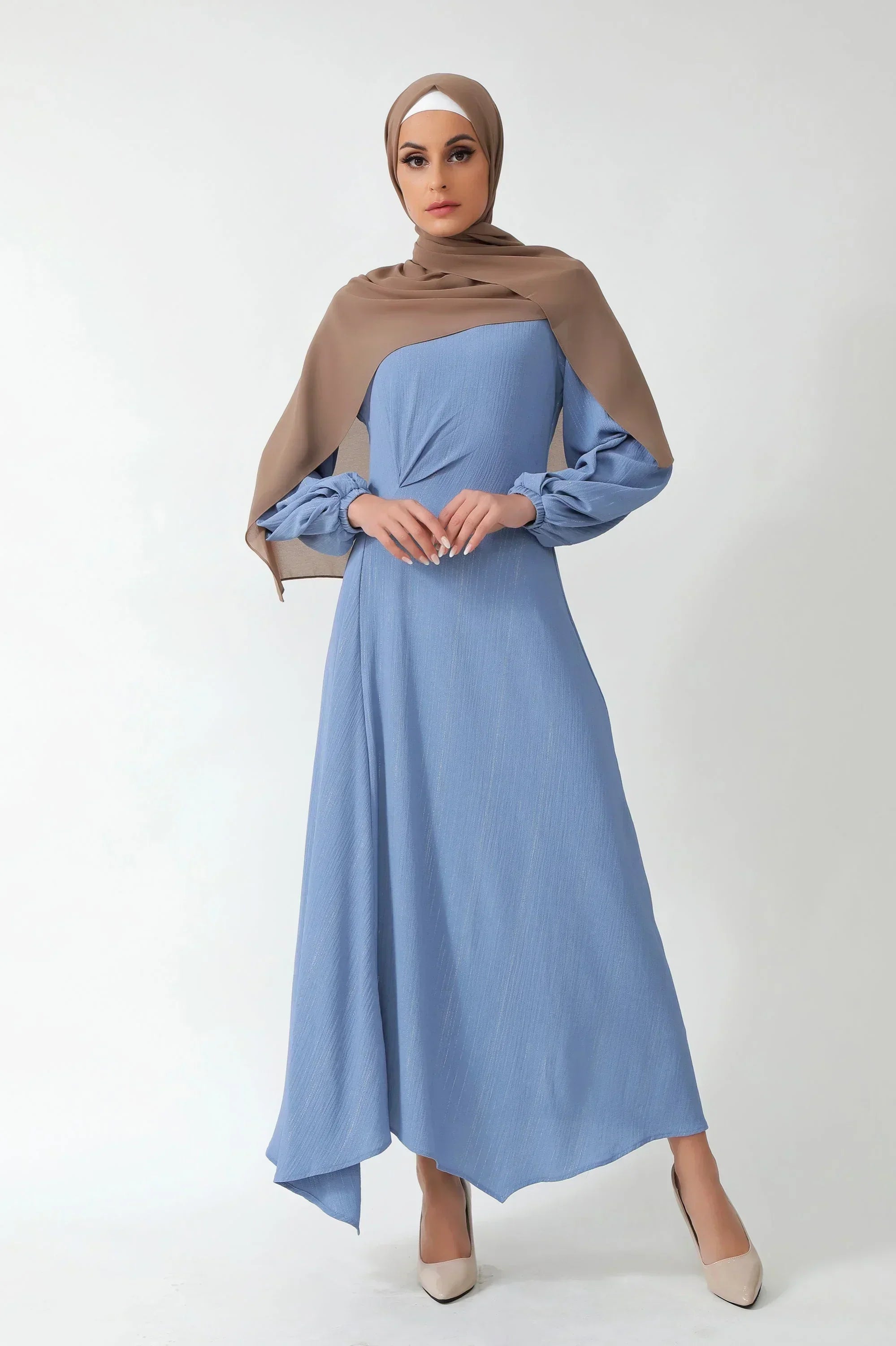 Something Blue Metallic Pinstripe Maxi Dress-CLEARANCE
