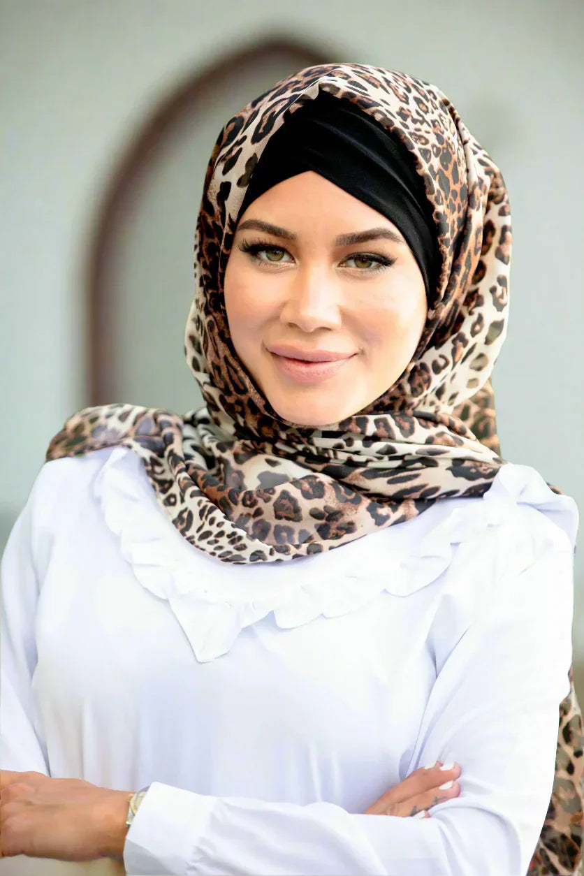 Wild Cat Printed Chiffon Hijab