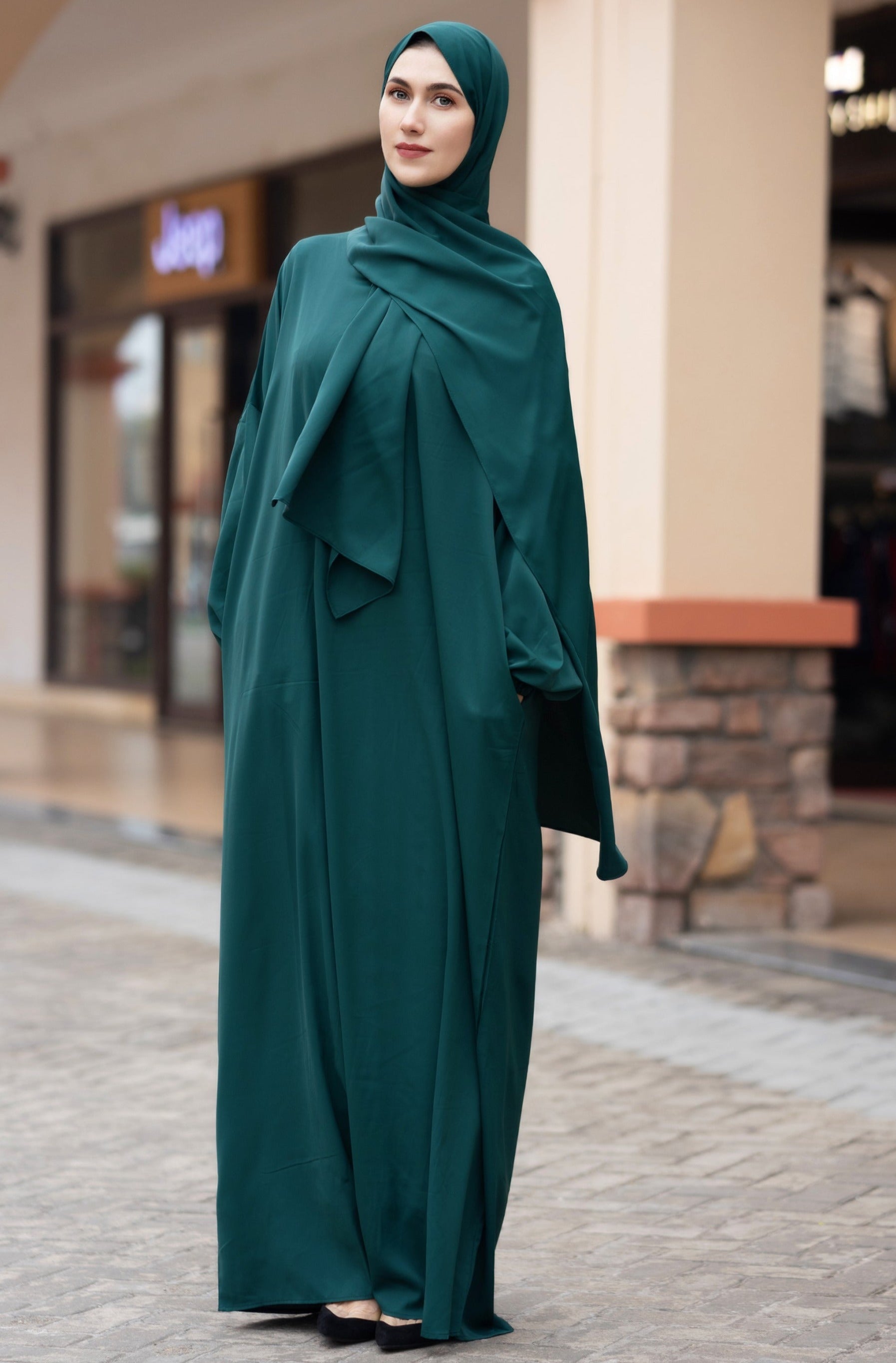 Wrap One Piece Salah Prayer Outfit (More colors available) - Hunter Green / One Size
